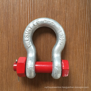 5/8 inch Rigging hardware bow shackle with safety bolt